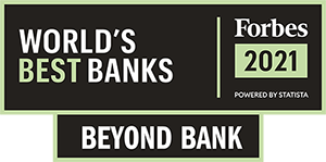 Logo: World's Best Bank awarded to Beyond Bank by Forbes, 2021